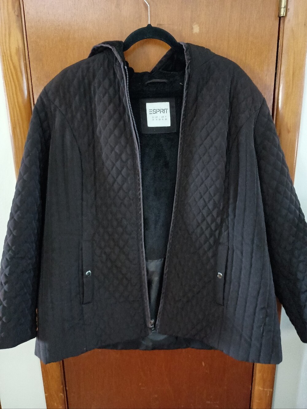 Women's Esprit Hooded Winter Coat Quilted Puffer Jacket XL Brown